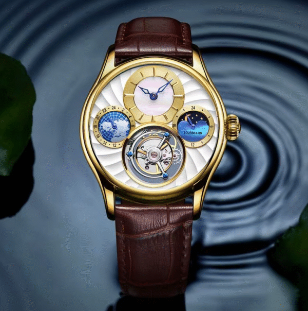 PSD Aureus Tourbillon Limited Edition Men’s Watch – 316L Gold Plated Stainless Steel, Multifunction & Mechanical Movement